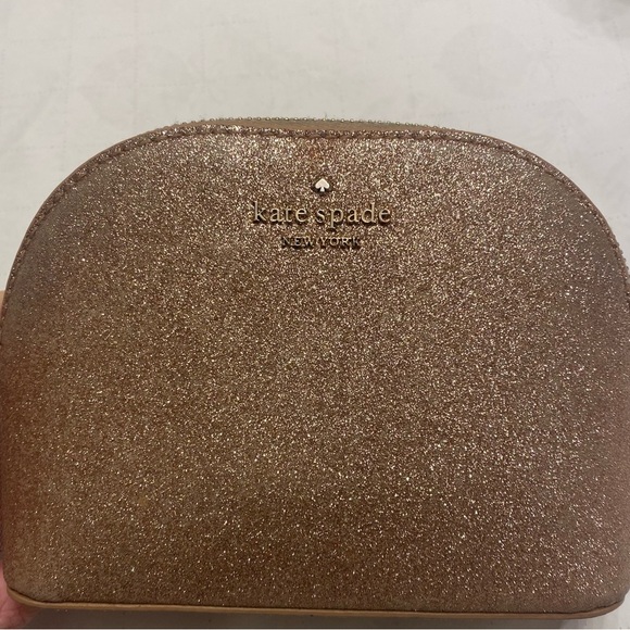 KATE SPADE Joeley Glitter SMALL DOME BAG with zipper in Champagne! - Picture 2 of 9